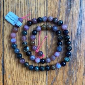 Watermelon Tourmaline 7mm Smooth Round Bead 15” Strand